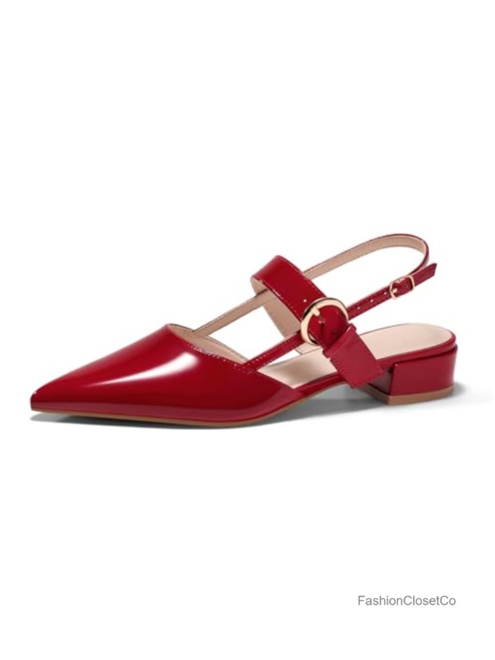 Chunky Low Heel Mary Jane Slingback Pumps Faux Leather Work Dress Shoes